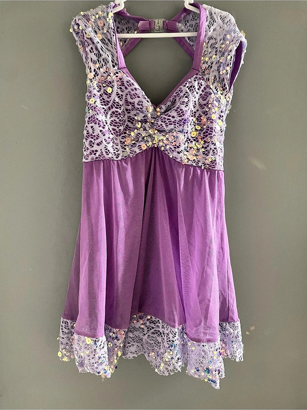 Purple Lace Trim Mini Dress 
Ballet dance attire